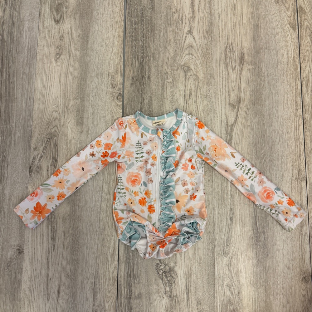 Khloe Jean 2t Floral Long Sleeve Kids Swimwear